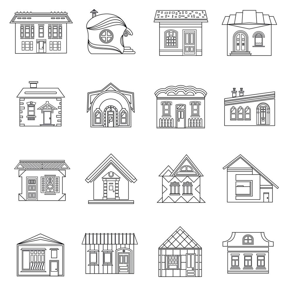 House set in outline style vector