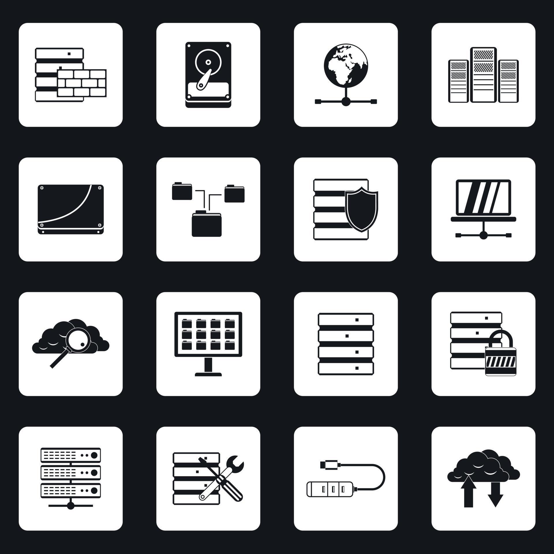 Database icons set, simple style 4260840 Vector Art at Vecteezy