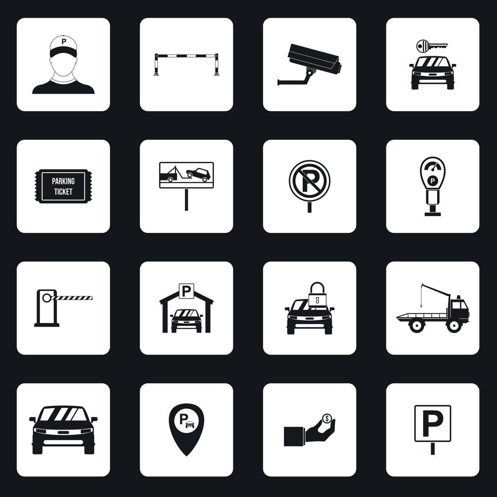 Parking icons set, simple style vector