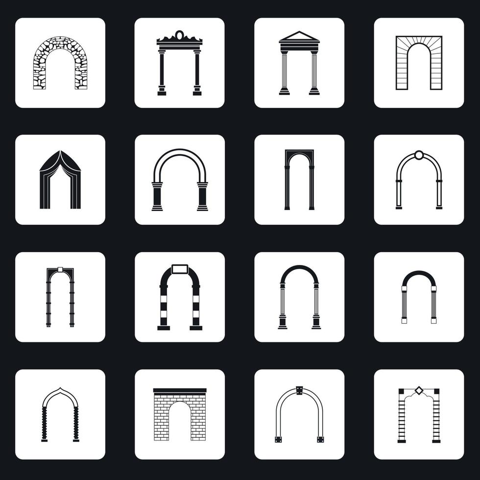 Arch icons set in simple style vector