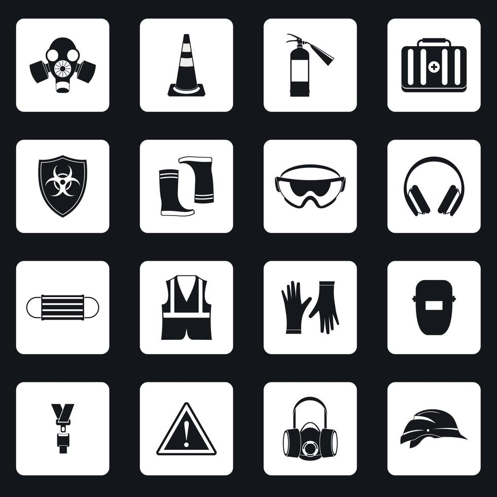 Conjunto de iconos de protección individual, estilo sencillo vector