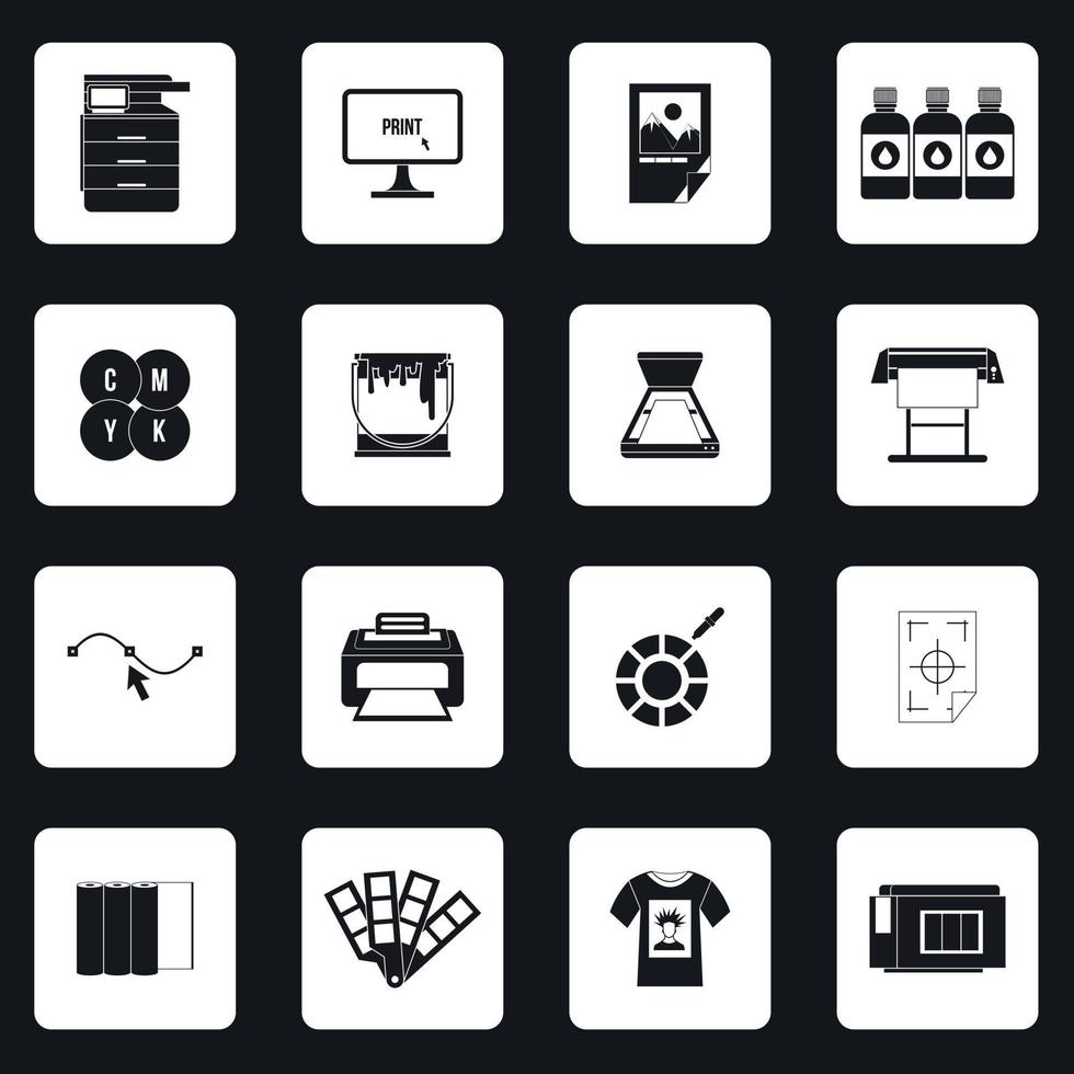 Printing icons set in simple style vector