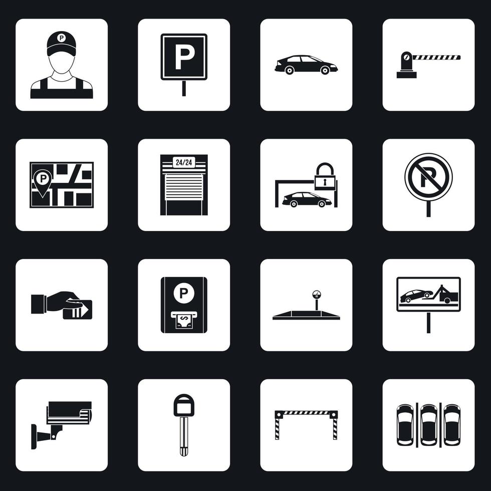 iconos de estacionamiento, estilo simple vector