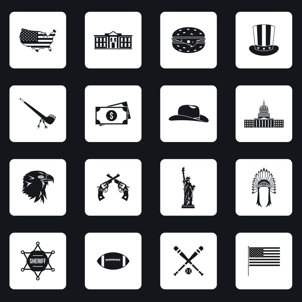 USA icons set in simple style vector