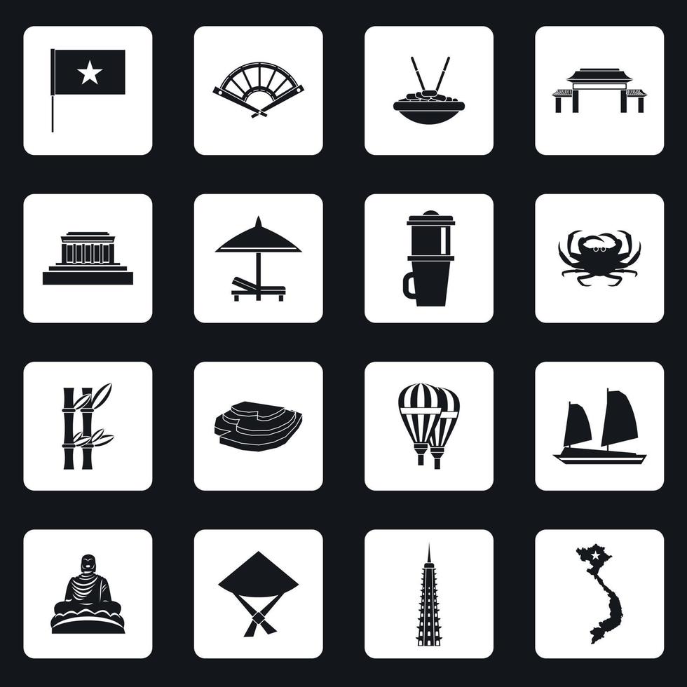 Vietnam icons set, simple style vector