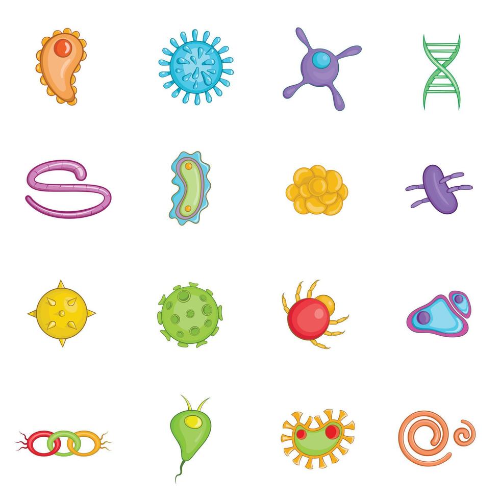 Virus icons set in cartoon style vector