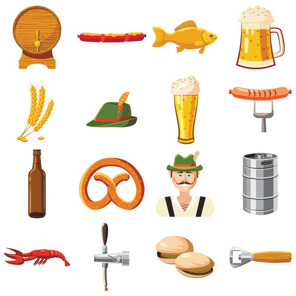 iconos de oktoberfest en estilo de dibujos animados vector