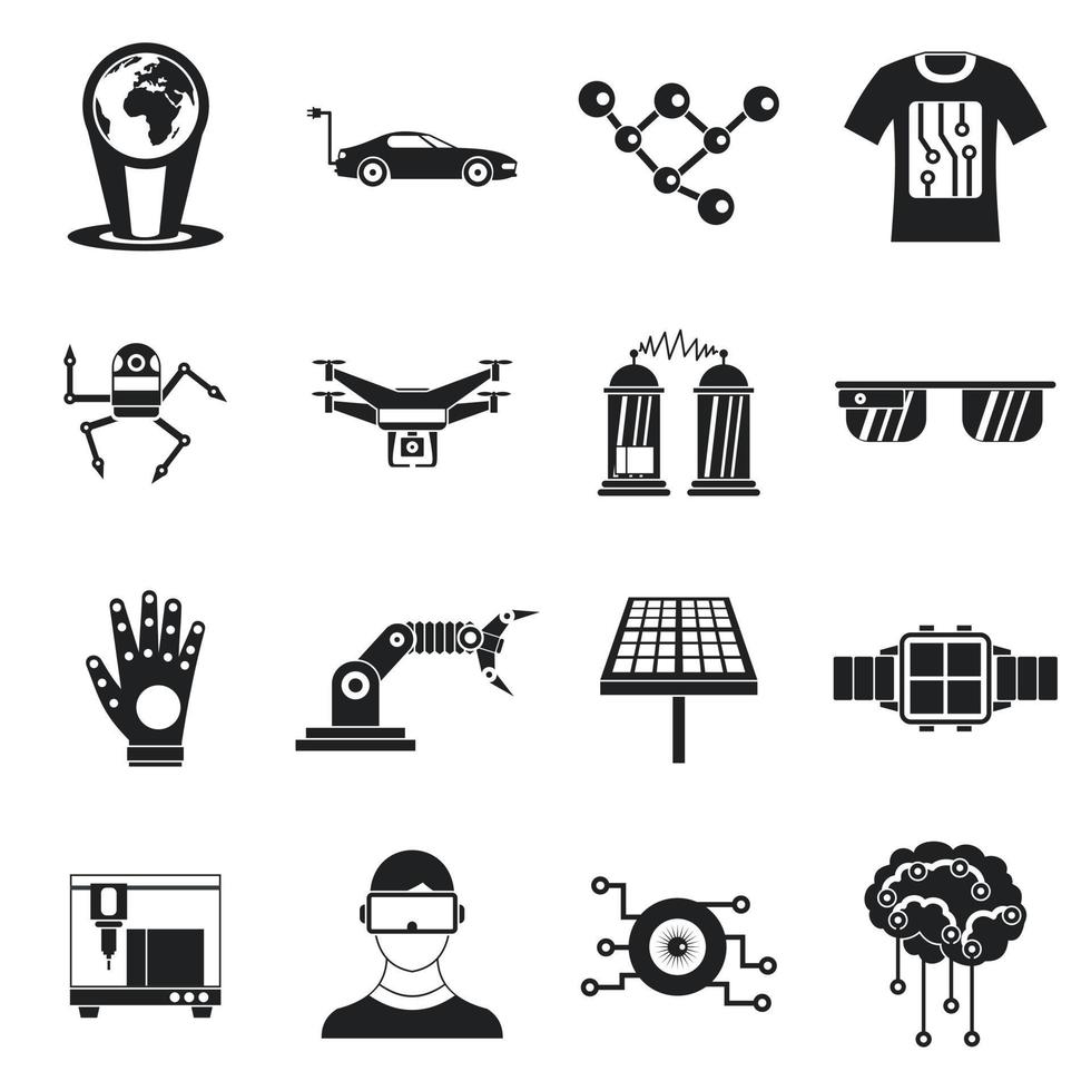 New technologies icons set, simple style vector