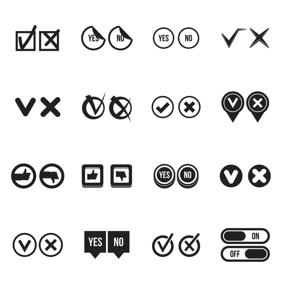 Conjunto de iconos de marca de verificación, estilo simple vector