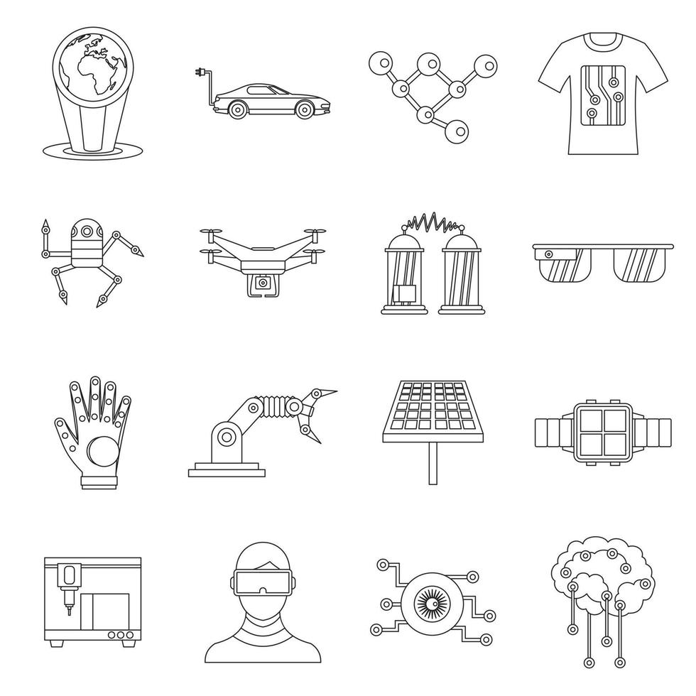 New technologies set, outline style vector