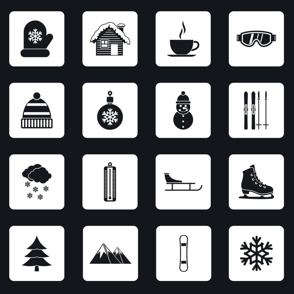 Winter icons set, simple style vector