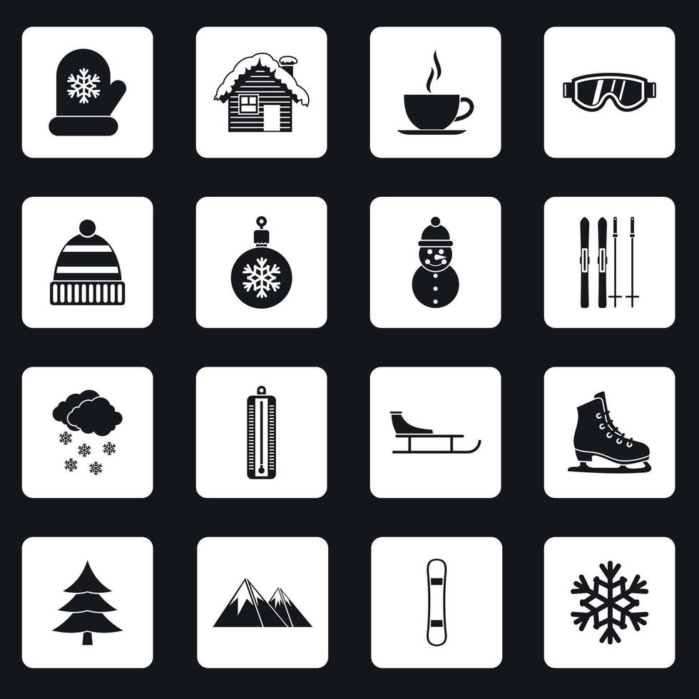 conjunto de iconos de invierno, estilo simple vector