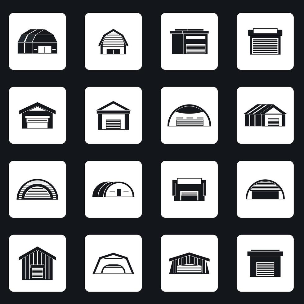 Hangar icons set in simple style vector