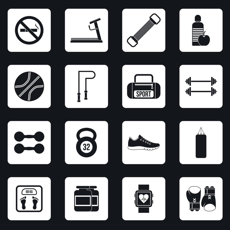 Fitness icons set, simple style vector
