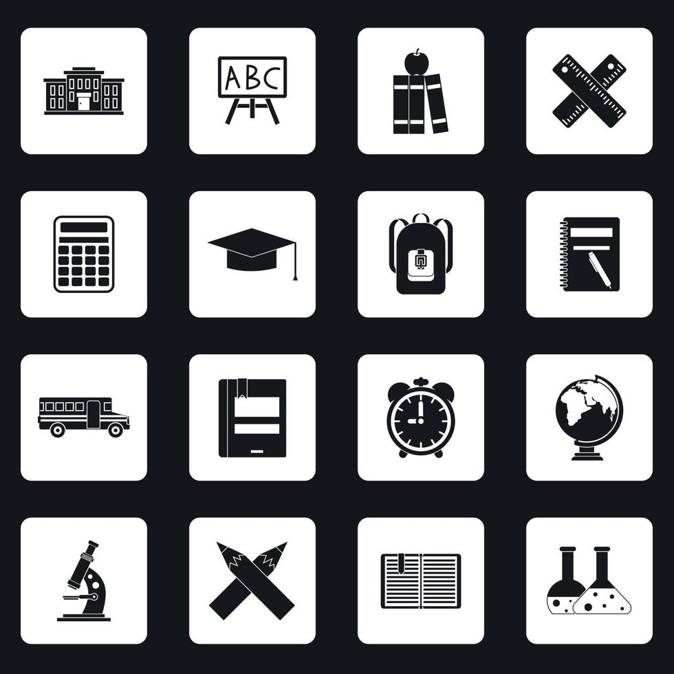 School icons set, simple style vector