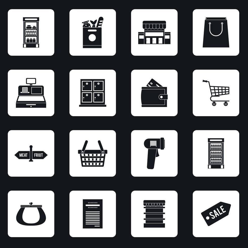 iconos de supermercado conjunto de iconos, estilo simple. vector