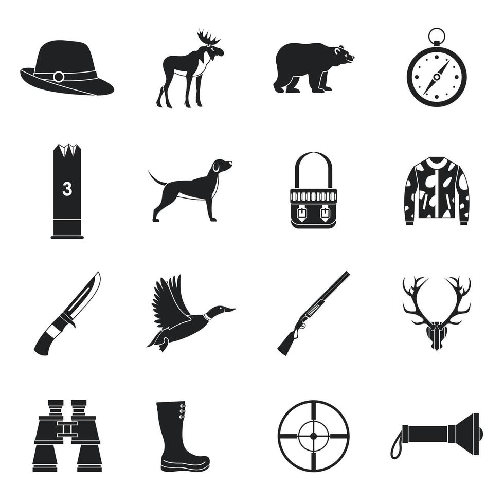Hunting icons set , simple style vector