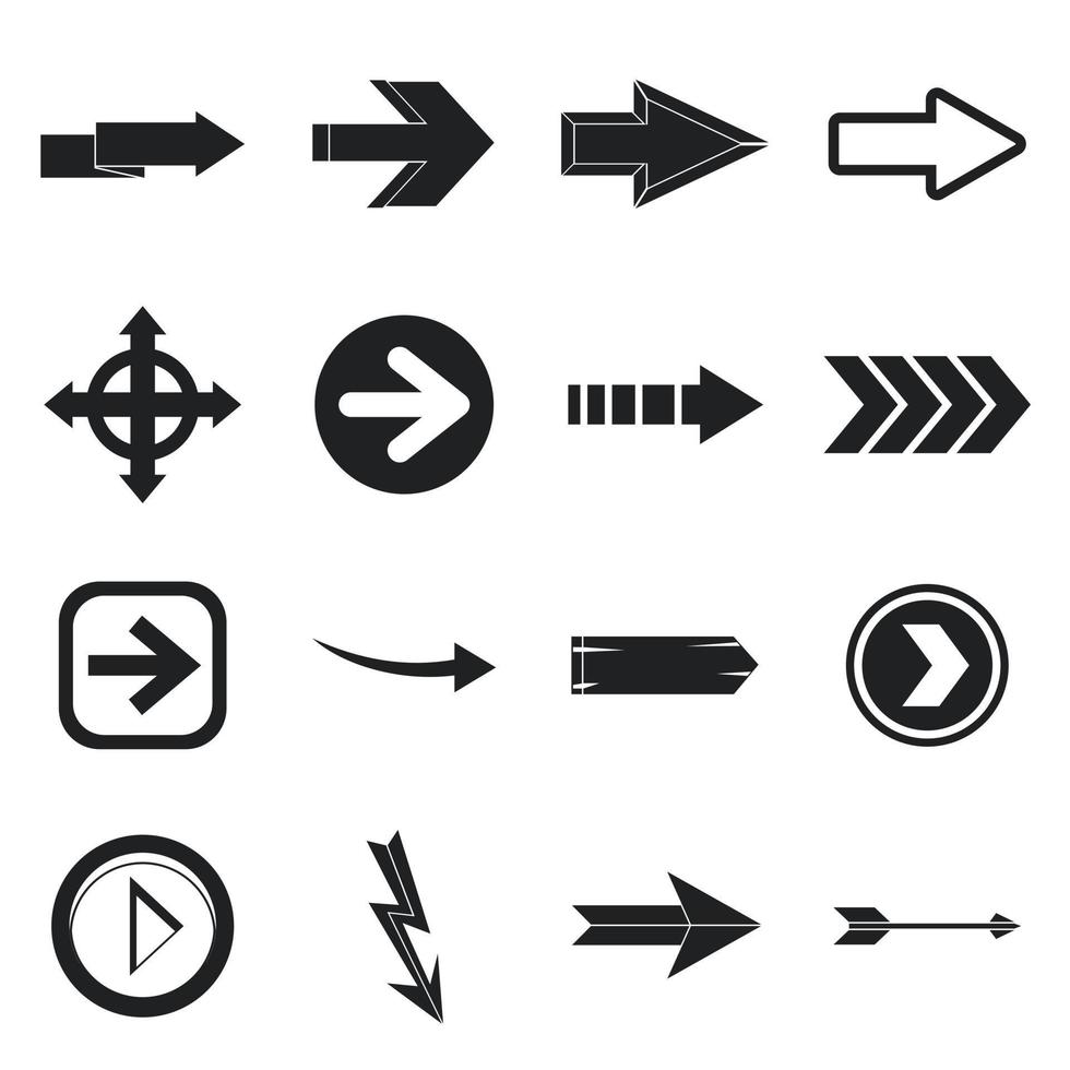 Arrow icons set, simple style vector