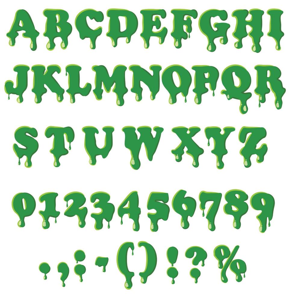 Slime alphabet isolated on white background vector