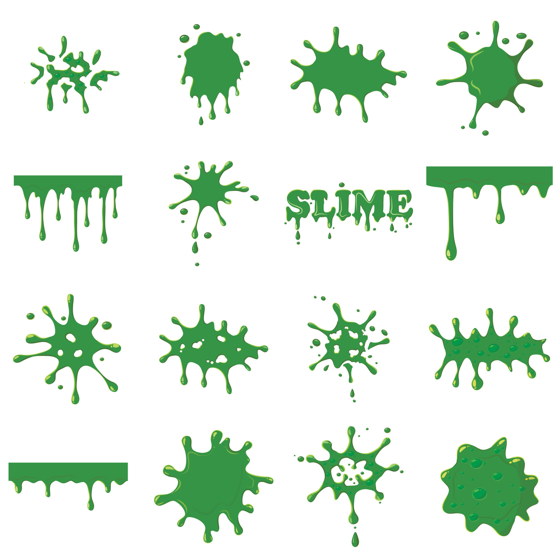 Green slime set collection 4260940 Vector Art at Vecteezy