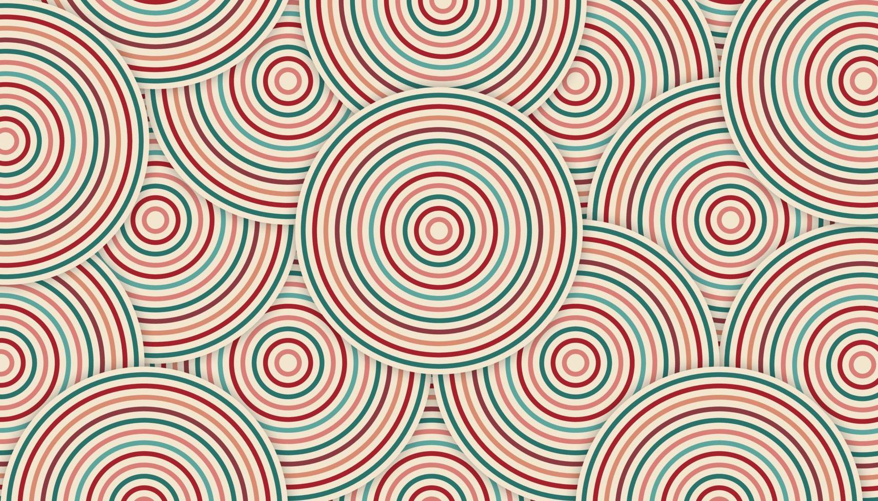 Abstract background with circular lines in retro color vector