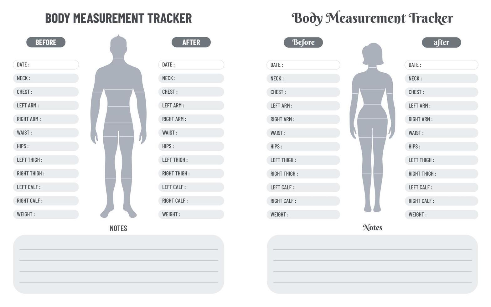 rastreador de medidas corporales para hombres y mujeres para bajar de peso vector