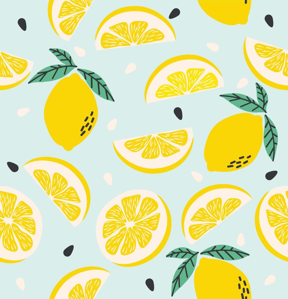 Lemon and lemon slice Fruit seamless pattern 4261012 Vector Art at Vecteezy