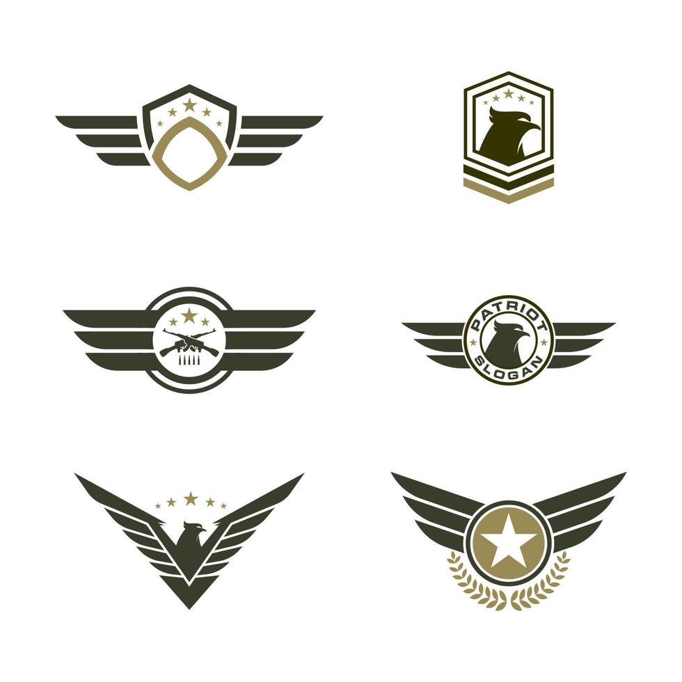 Ilustración de vector de icono de insignia de ala de halcón del ejército