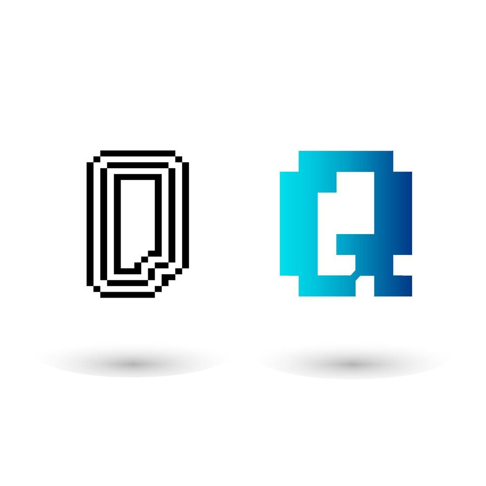Abstract Pixel Letter Q Graphic Design vector