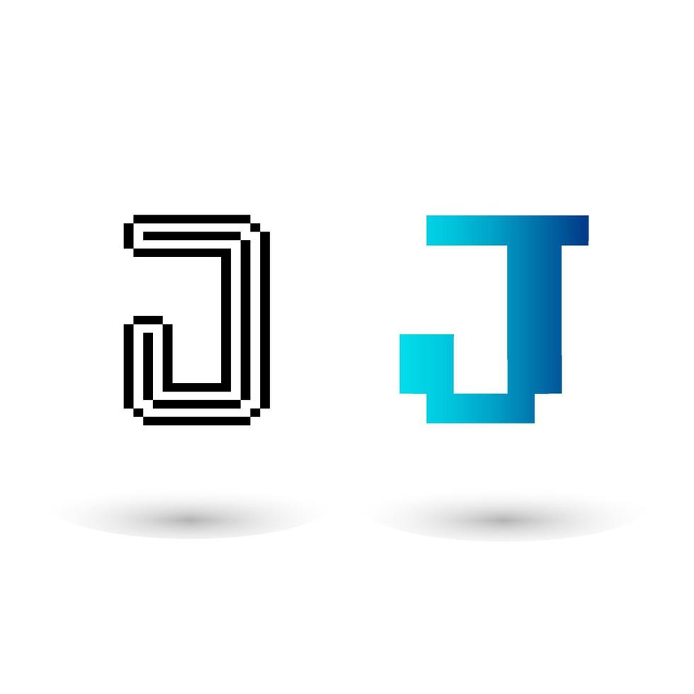diseño gráfico abstracto pixel letra j vector