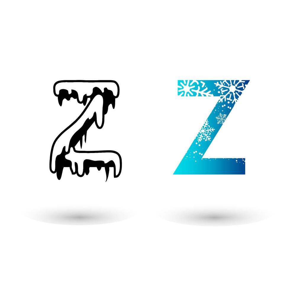 Beautiful Snow Letter Z Typography vector