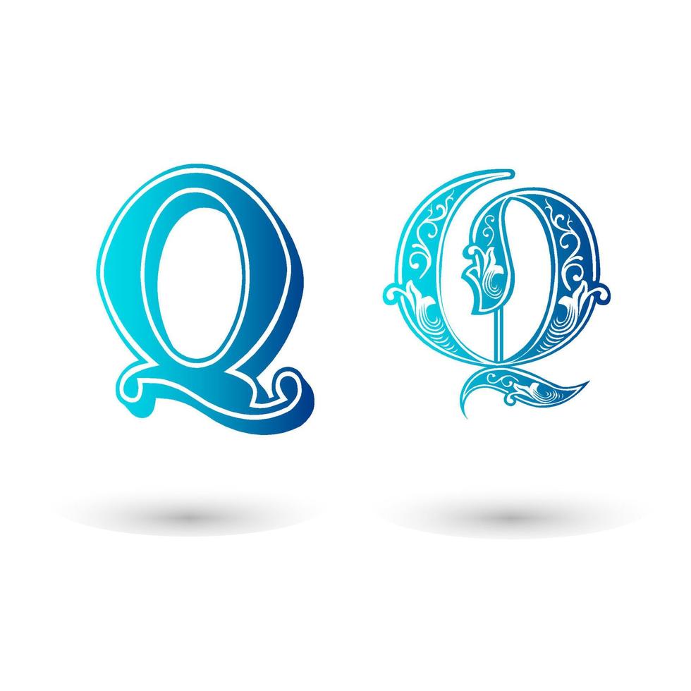 Decorative Celtic Letter Q Typography vector