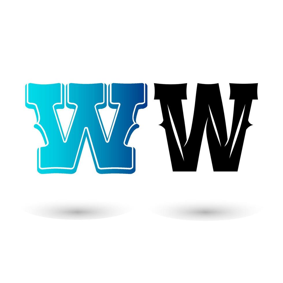 Elegant Western Letter W Typography Design vector