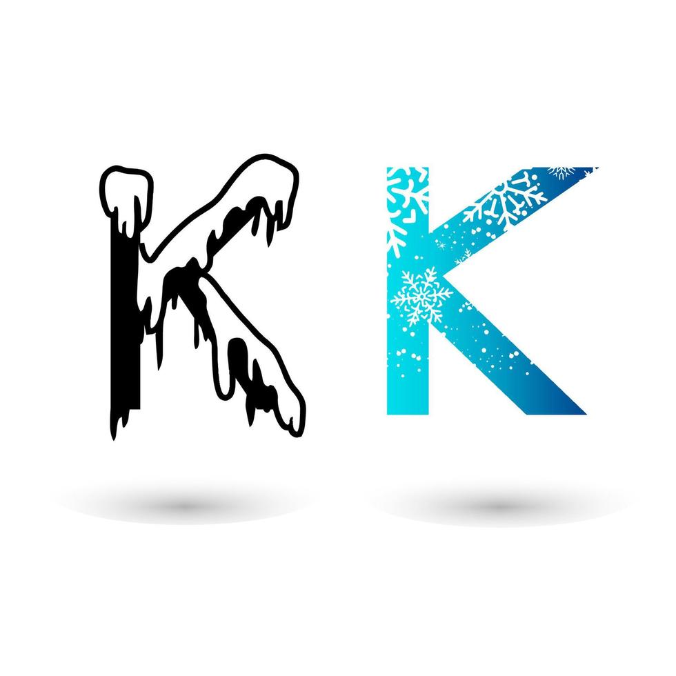 Beautiful Snow Letter K Typography vector