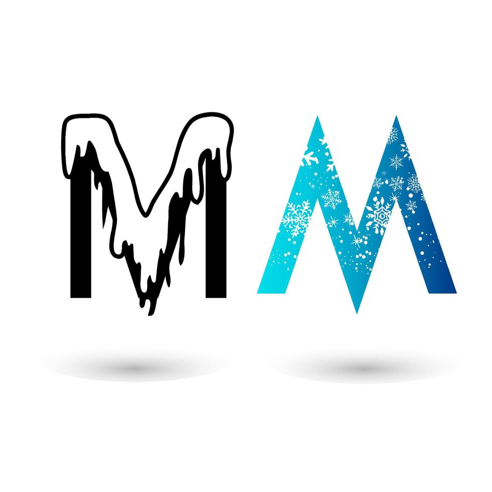 Beautiful Snow Letter M Typography vector