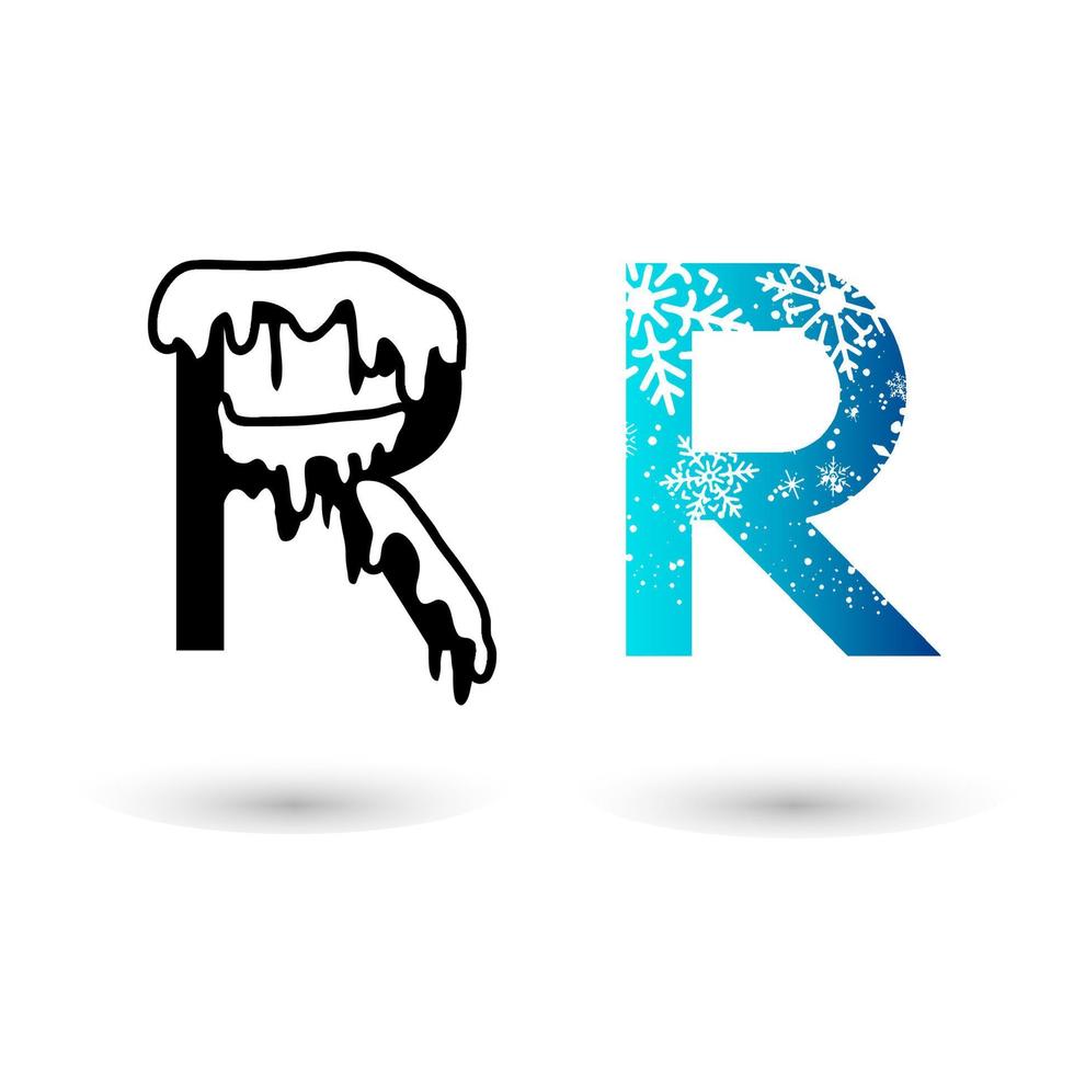 Beautiful Snow Letter R Typography vector