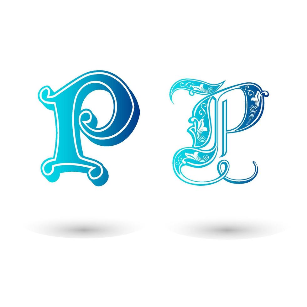 Decorative Celtic Letter P Typography vector