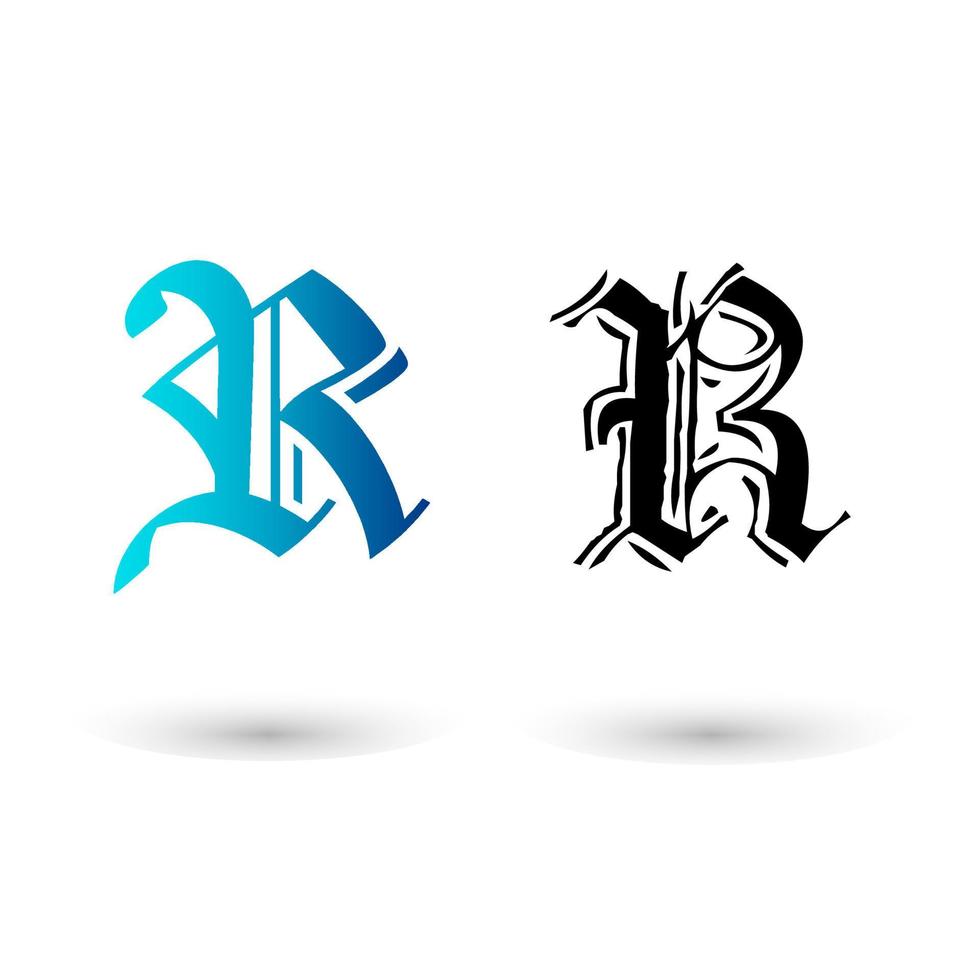 ilustración gótica elegante de la letra r vector