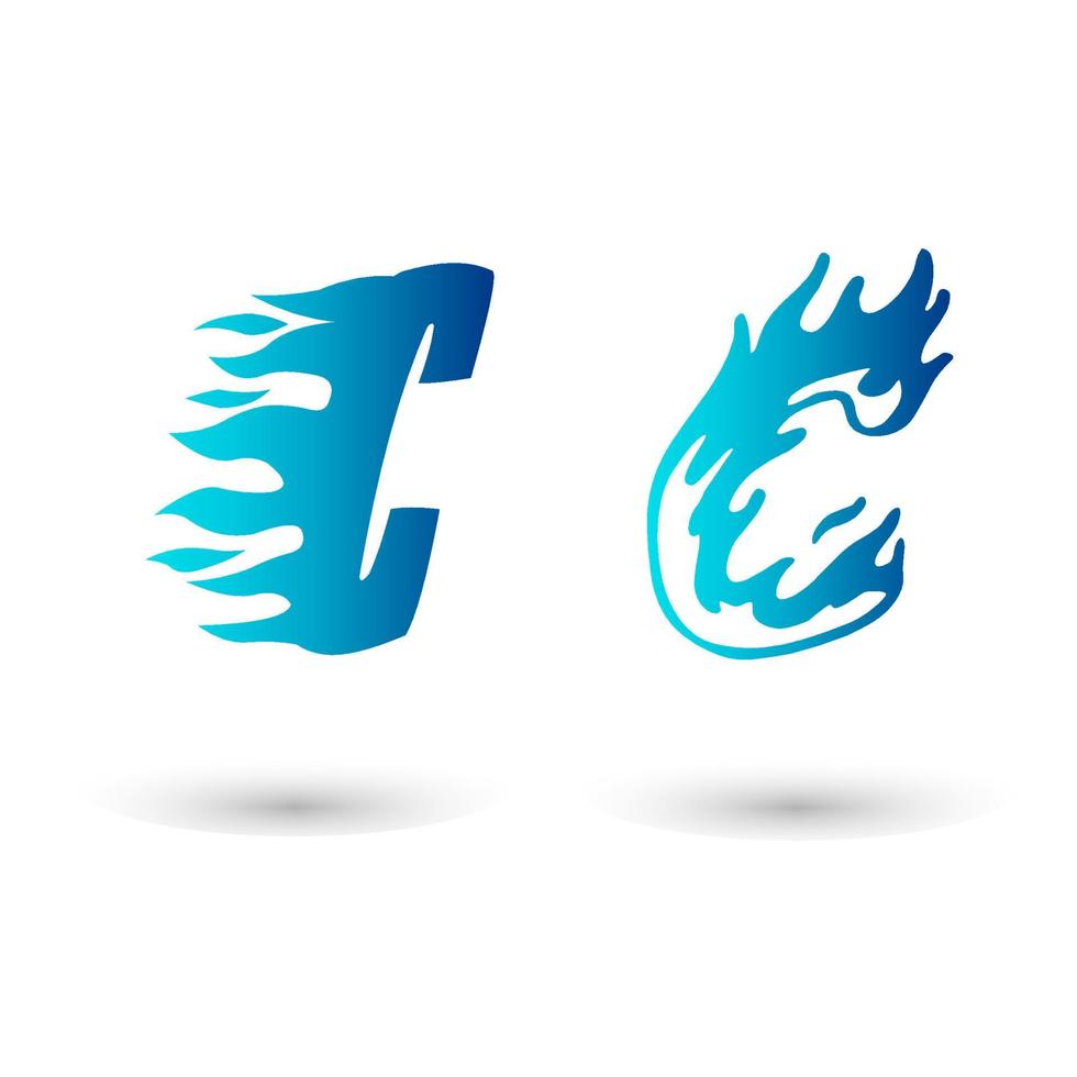 Vector Fire Letter C Typography