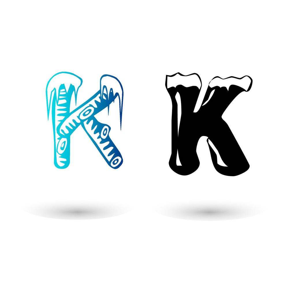 Vector Ice Letter K Typography