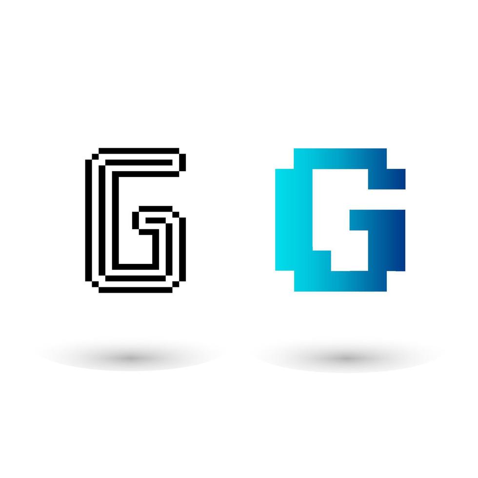 Abstract Pixel Letter G Graphic Design vector