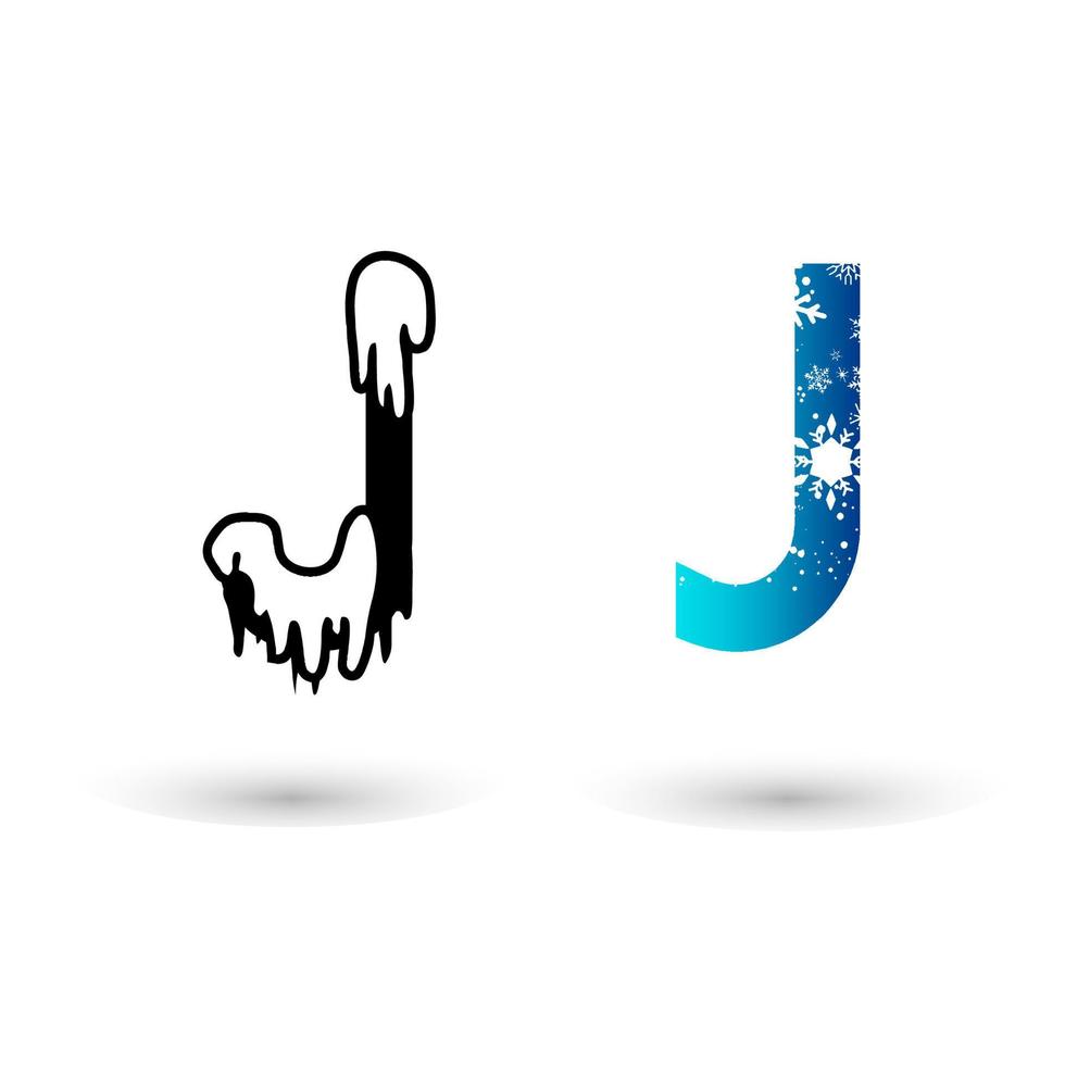 Beautiful Snow Letter J Typography vector
