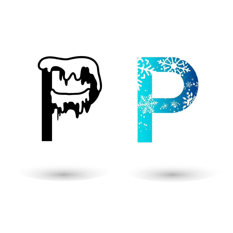 Beautiful Snow Letter P Typography vector