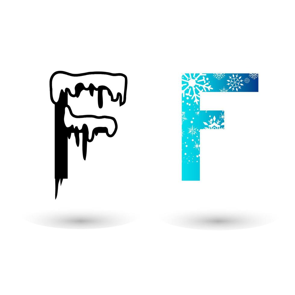 Beautiful Snow Letter F Typography vector