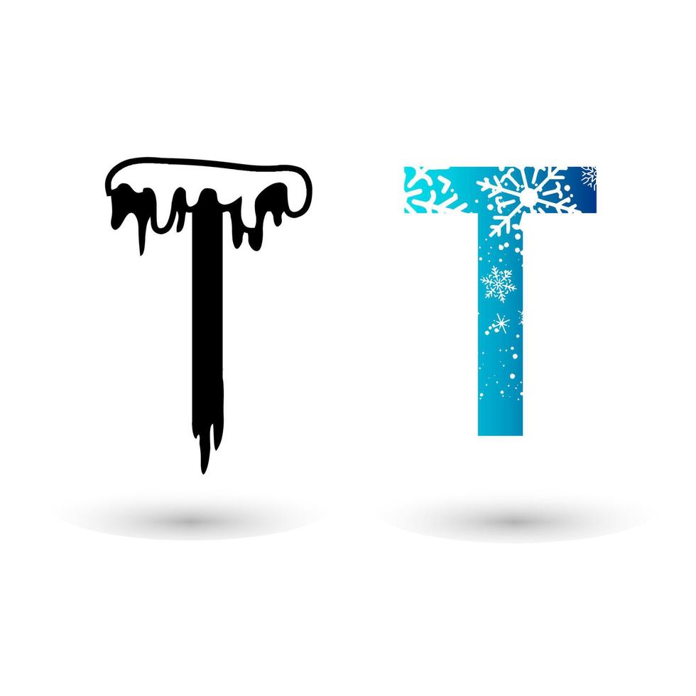 Beautiful Snow Letter T Typography vector