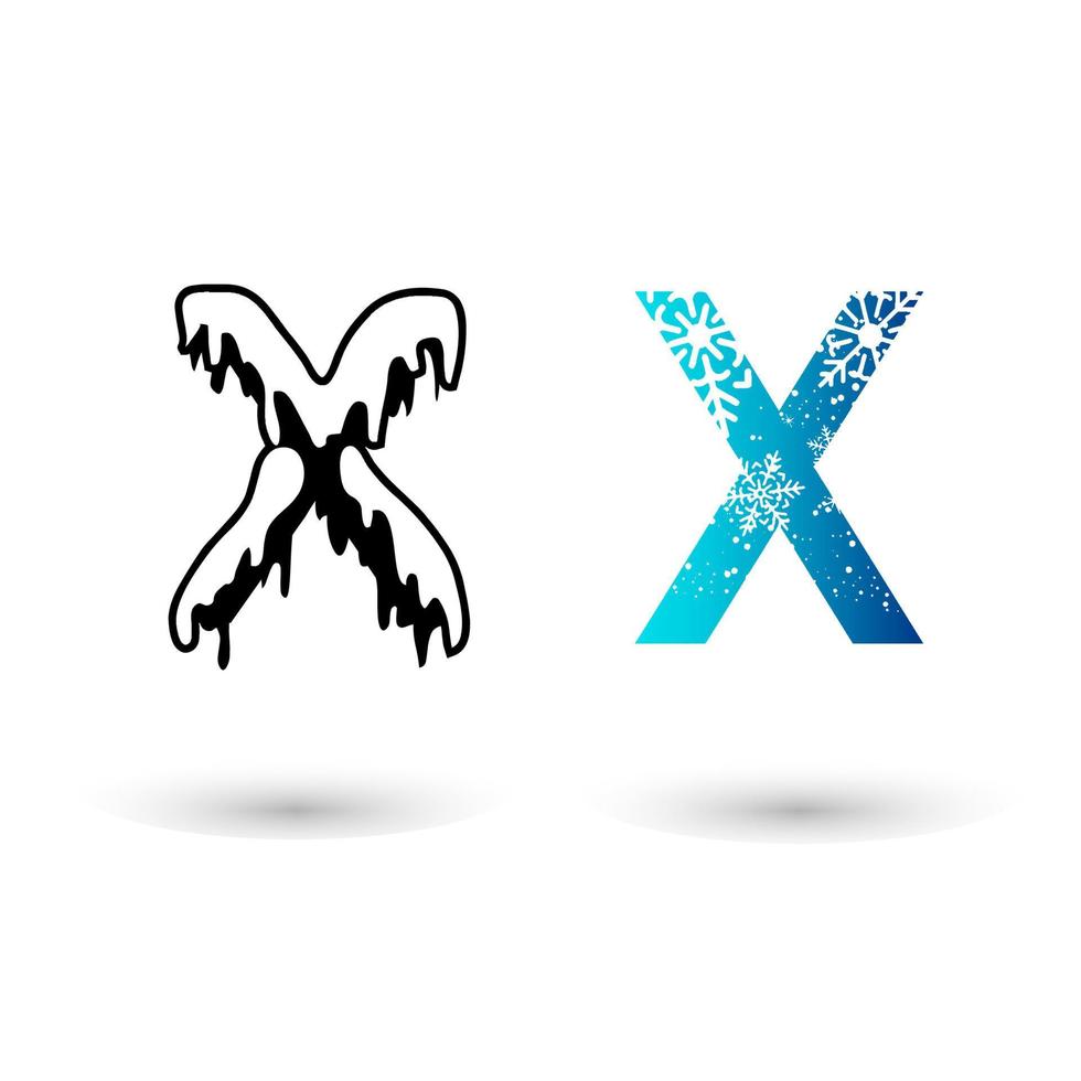 Beautiful Snow Letter X Typography vector