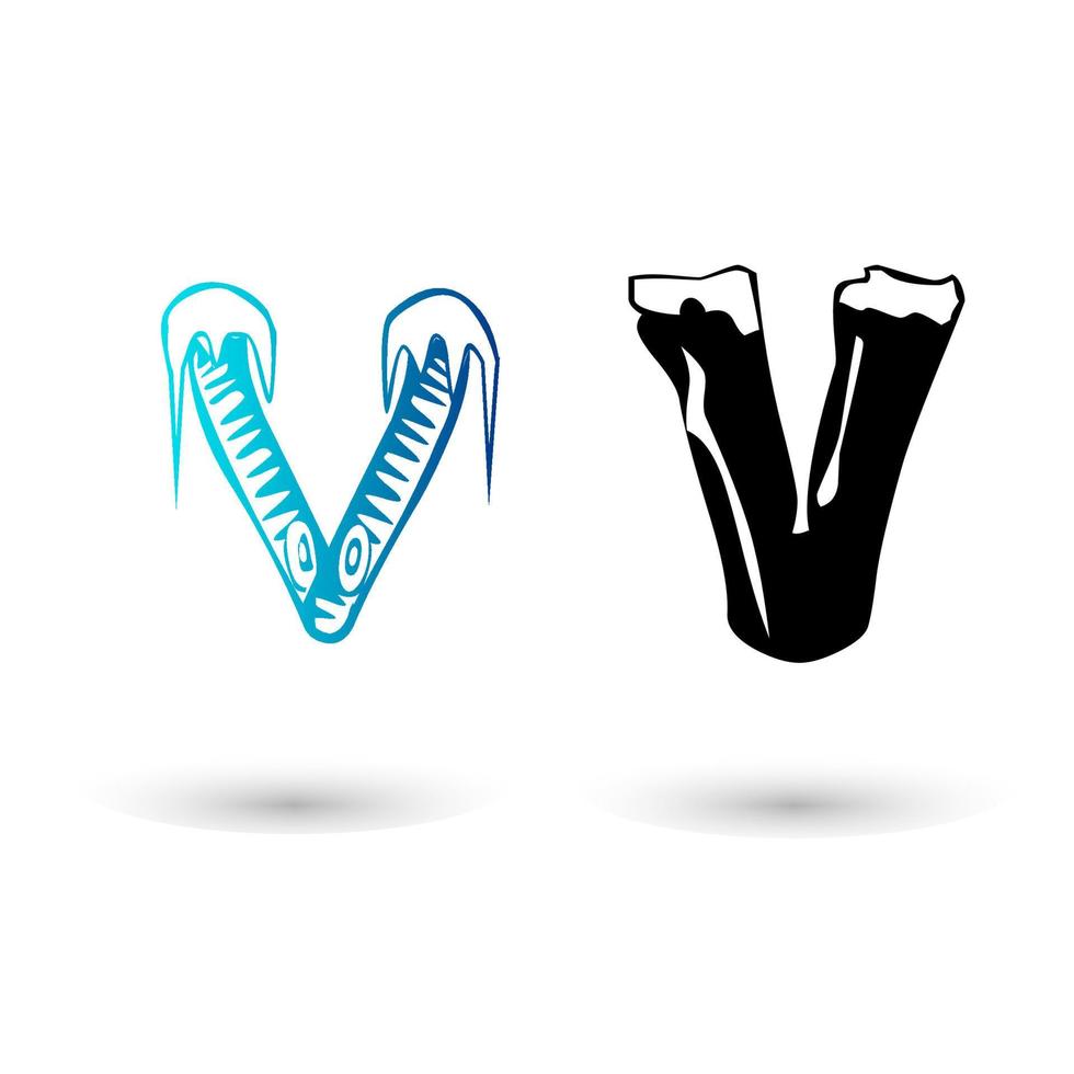 Vector Ice Letter V Typography