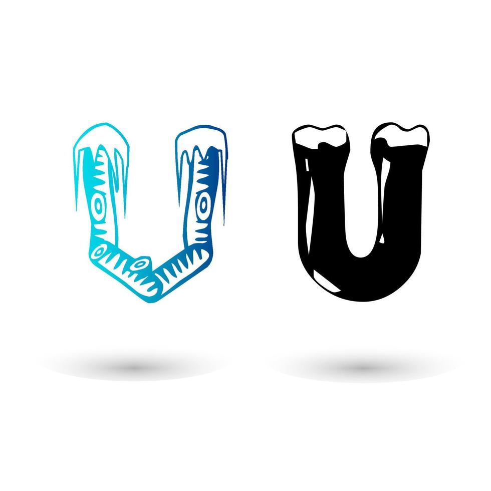 Vector Ice Letter U Typography