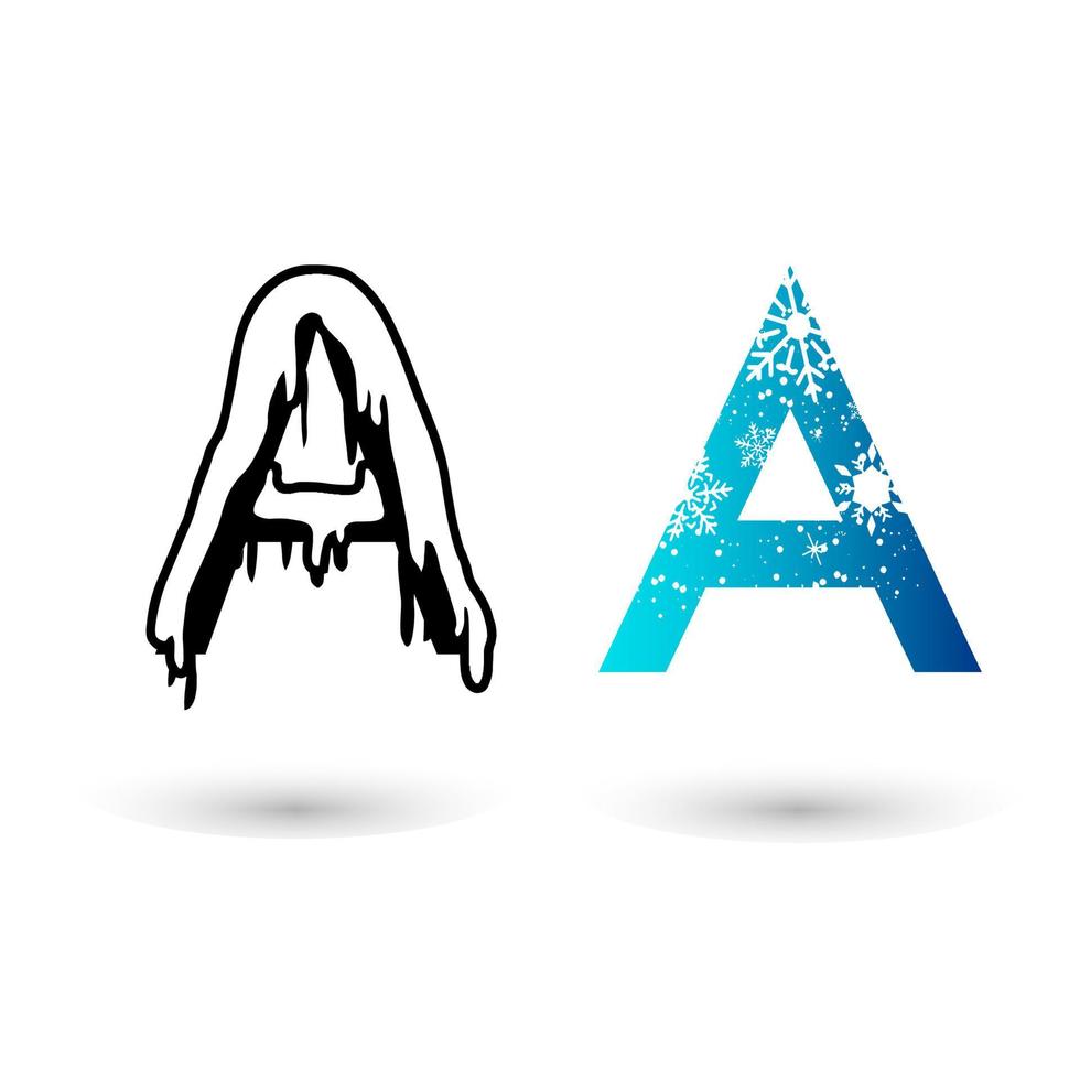 Beautiful Snow Letter A Typography vector