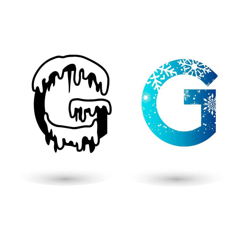 Beautiful Snow Letter G Typography vector